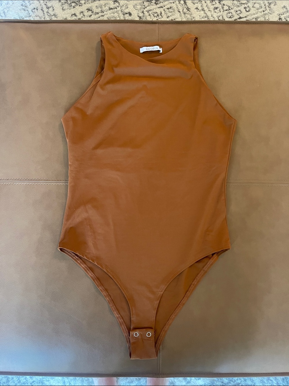 ReoRia Rust Brown Sleeveless High-Neck Bodysuit